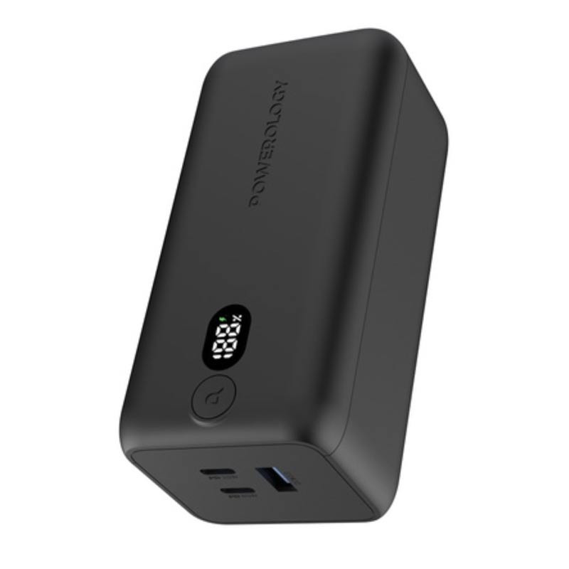 Powerology Onyx 20000mAh Dual USB-C Power Bank PD 65W Black