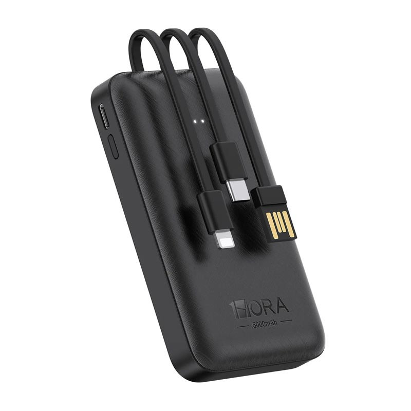 1Hora Portable Battery 5000mAh with 3 cables GAR261 (Black)