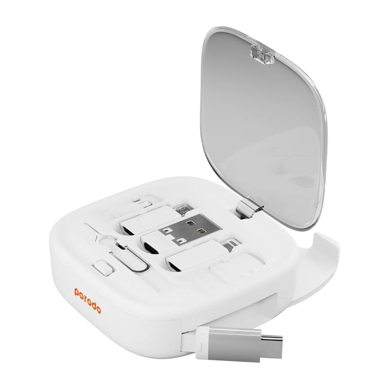 PORODO 6in1 MULTI FUNCTIONAL CHARGE KIT WITH 60W USB-C TO USB-C CABLE WHITE